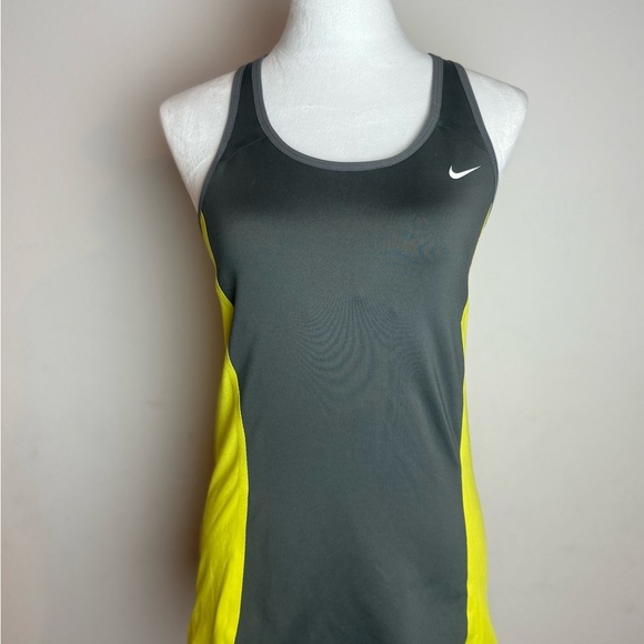 Nike Dri-FIT Women’s Gray Yellow Sleeveless Athletic Tank Top Size L - Picture 2 of 10